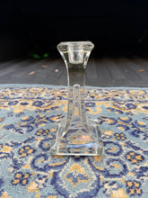 Load image into Gallery viewer, Vintage Clear Glass Candlestick Holder – Square Base Taper Candle Stand