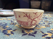 Load image into Gallery viewer, Antique Red Transferware Bowl – Birds & Blossoms Pattern, Victorian Aesthetic Movement, c.1880s