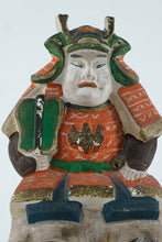 Load image into Gallery viewer, Antique Japanese Polychrome Warrior Guardian Figure, Late Edo–Early Meiji Folk Sculpture (11” Tall)