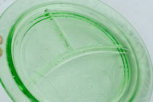 Load image into Gallery viewer, Pair of Hazel Atlas Clover Leaf Green Depression Glass Divided Grill Plate 10 Inch Vintage