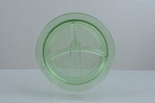Load image into Gallery viewer, Pair of Hazel Atlas Clover Leaf Green Depression Glass Divided Grill Plate 10 Inch Vintage
