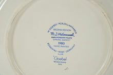 Load image into Gallery viewer, Lot of 2 Goebel M.J. Hummel Annual Collector Plates Stormy Weather 1975 & Spring Dance 1980