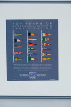 Load image into Gallery viewer, Framed Australian Olympic Committee Commemorative with Metal Rowing Oar Pins 1896–2000