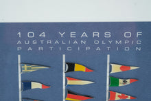 Load image into Gallery viewer, Framed Australian Olympic Committee Commemorative with Metal Rowing Oar Pins 1896–2000
