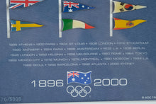 Load image into Gallery viewer, Framed Australian Olympic Committee Commemorative with Metal Rowing Oar Pins 1896–2000