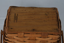 Load image into Gallery viewer, Longaberger 1985 Vintage Handwoven Basket with Hinged Wood Lid and Swing Handle