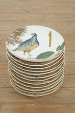 Load image into Gallery viewer, Williams-Sonoma “12 Days of Christmas” Plate Set by Marc Lacaze – Set of 12 Gold-Trimmed Earthenware Plates