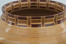 Load image into Gallery viewer, Monty Rowe Signed Segmented Wood Turned Vessel Geometric Inlay Studio Art