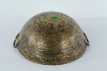 Load image into Gallery viewer, Antique European Brass Bowl with Twin Ring Handles – Hand-Hammered Utility or Decorative Basin (13” Round)