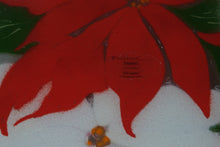 Load image into Gallery viewer, Fusion Art Glass Poinsettia Christmas Platter 14 Inch Inkognito McGrath Holiday Plate