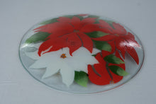 Load image into Gallery viewer, Fusion Art Glass Poinsettia Christmas Platter 14 Inch Inkognito McGrath Holiday Plate