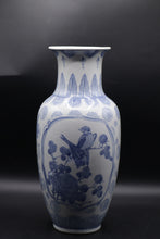 Load image into Gallery viewer, Chinese Blue and White Porcelain Vase Bird Floral Motif 14 Inch