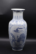Load image into Gallery viewer, Chinese Blue and White Porcelain Vase Bird Floral Motif 14 Inch