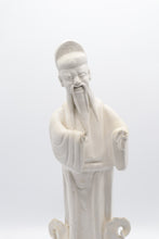 Load image into Gallery viewer, Chinese Blanc De Chine Porcelain Immortal Scholar Figurine 15 Inch Wood Base