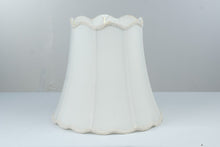 Load image into Gallery viewer, Vintage Ivory Scalloped Bell Lamp Shade Braided Trim 16 Inch