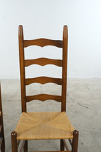 Load image into Gallery viewer, Pair of Vintage Wood Ladder Back Dining Chairs with Woven Rush Seats