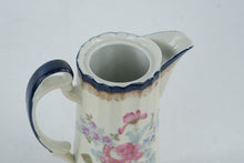 Load image into Gallery viewer, Vintage Porcelain Tea Set Floral Blue Trim Pitcher and 4 Cups Est 1828 Mark