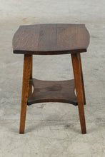 Load image into Gallery viewer, Antique Mission Oak Stool or Plant Stand with Lower Shelf