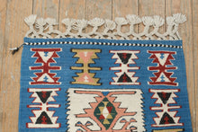 Load image into Gallery viewer, Southwestern Geometric Handwoven Wool Rug Blue Pink Tribal Textile 18x21