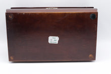 Load image into Gallery viewer, Vintage Wooden Jewelry Box Red Velvet Lined 12.5 Inch Korea 1988
