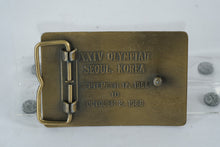 Load image into Gallery viewer, 1988 U.S. Shooting Team “Official Sponsor” Belt Buckle – XXIV Olympiad Seoul Korea Commemorative
