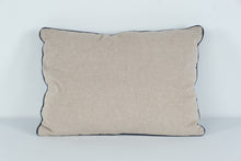 Load image into Gallery viewer, 19" x 12" Decorative Lumbar Pillow – Neutral Tan & Navy, Clean, Polyfilled