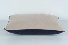 Load image into Gallery viewer, 19" x 12" Decorative Lumbar Pillow – Neutral Tan & Navy, Clean, Polyfilled