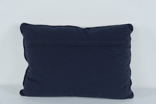 Load image into Gallery viewer, 19" x 12" Decorative Lumbar Pillow – Neutral Tan & Navy, Clean, Polyfilled