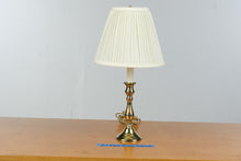 Load image into Gallery viewer, Gold Tone Traditional Candlestick Table Lamp Pleated Shade 20 Inch