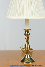 Load image into Gallery viewer, Gold Tone Traditional Candlestick Table Lamp Pleated Shade 20 Inch