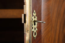 Load image into Gallery viewer, 19th Century English Mahogany Linen Press Armoire with Flame Veneer Panels