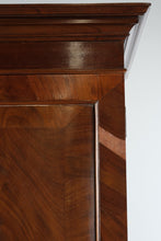 Load image into Gallery viewer, 19th Century English Mahogany Linen Press Armoire with Flame Veneer Panels
