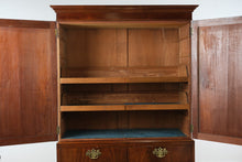 Load image into Gallery viewer, 19th Century English Mahogany Linen Press Armoire with Flame Veneer Panels