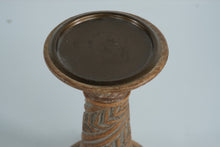 Load image into Gallery viewer, Pier 1 Imports Hand-Carved Wood Pillar Candle Holder – Short Rustic Boho Accent (Single, 8”)
