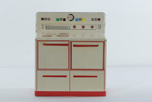 Load image into Gallery viewer, Vintage 1950s Wolverine Tin Toy Oven #1 – Red & White Metal Play Stove with Opening Door