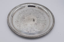 Load image into Gallery viewer, Wm Rogers Silver Plate Round Platter #171 – Etched Floral Design with Rope Edge