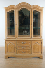 Load image into Gallery viewer, Stanley Pickled Oak China Cabinet Hutch French Provincial Display Cabinet