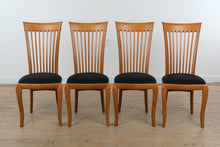 Load image into Gallery viewer, A. Sibau Italian Slat Back Dining Chairs Set of 4 Wood Frame Upholstered Seat