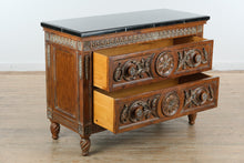 Load image into Gallery viewer, Charlotte Hall Two-Drawer Carved Wood Chest with Black Stone Top