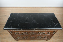 Load image into Gallery viewer, Charlotte Hall Two-Drawer Carved Wood Chest with Black Stone Top