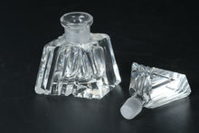Load image into Gallery viewer, Vintage West German Crystal Perfume Bottle Art Deco Style Fan Stopper 4 Inch