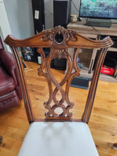 Load image into Gallery viewer, Set of 6 Ornately Carved Wood Dining Chairs with Upholstered Seats