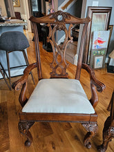 Load image into Gallery viewer, Set of 6 Ornately Carved Wood Dining Chairs with Upholstered Seats