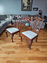 Load image into Gallery viewer, Set of 6 Ornately Carved Wood Dining Chairs with Upholstered Seats