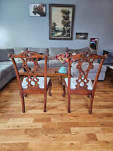 Load image into Gallery viewer, Set of 6 Ornately Carved Wood Dining Chairs with Upholstered Seats