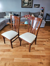 Load image into Gallery viewer, Set of 2 Wood Dining Chairs with Upholstered Seats and Slat Backs