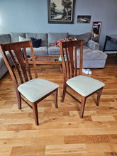 Load image into Gallery viewer, Set of 2 Wood Dining Chairs with Upholstered Seats and Slat Backs