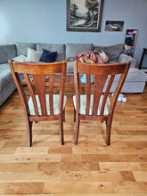 Load image into Gallery viewer, Set of 2 Wood Dining Chairs with Upholstered Seats and Slat Backs