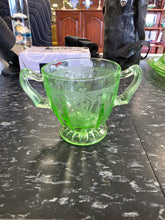 Load image into Gallery viewer, Hocking Cameo Ballerina Green Depression Glass Platter Bowl Sugar 3pc Set