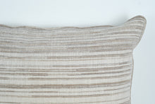Load image into Gallery viewer, Harbor Taupe Feather Down Pillow Pair – 20" Square Neutral Striped Decorative Cushions